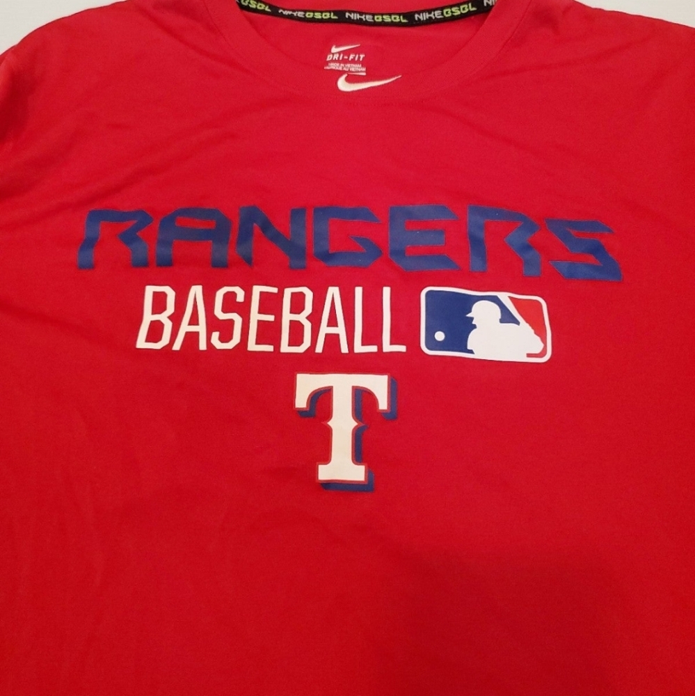MENS NIKE RANGERS BASEBALL T SHIRT SIZE LARGE